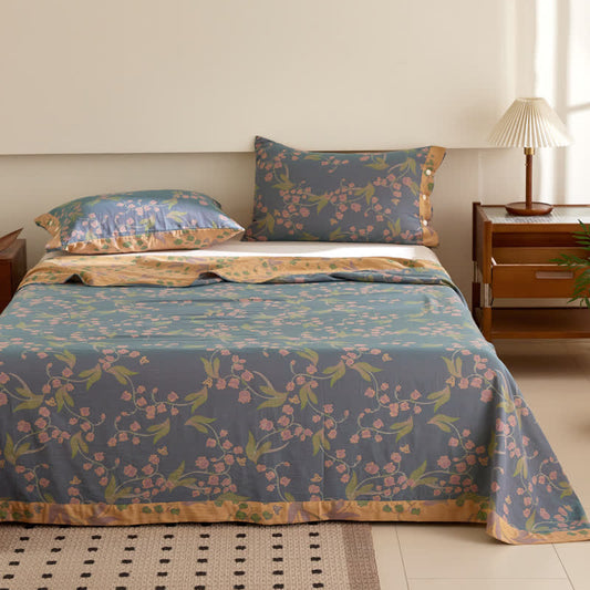 Couette réversible Campanula en coton jacquard double épaisseur teint en fil