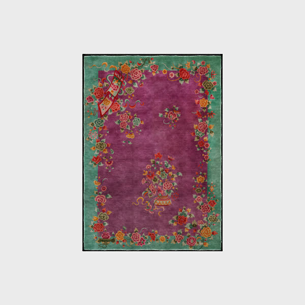 Tapis antidérapant doux et lavable au motif rose vintage
