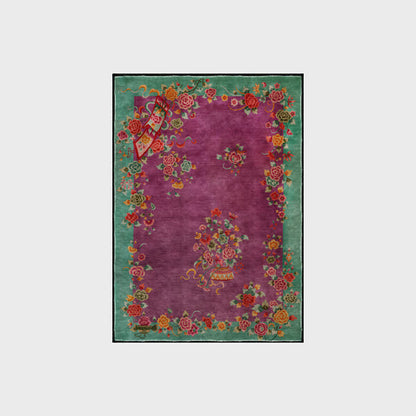 Tapis antidérapant doux et lavable au motif rose vintage