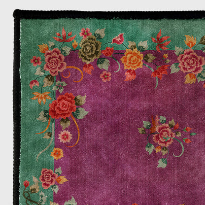 Tapis antidérapant doux et lavable au motif rose vintage