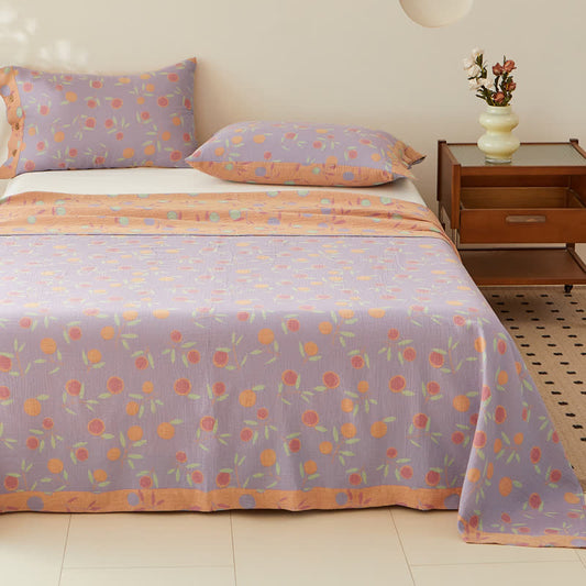 Couverture en coton jacquard réversible, double épaisseur, teinte en fil, orange