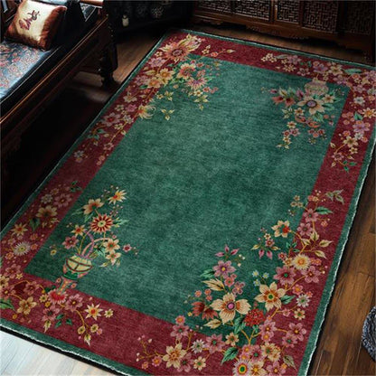 Tapis antidérapant, élégant, doux et lavable avec motif floral