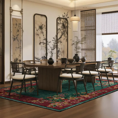 Tapis antidérapant, élégant, doux et lavable avec motif floral
