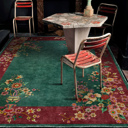 Tapis antidérapant, élégant, doux et lavable avec motif floral