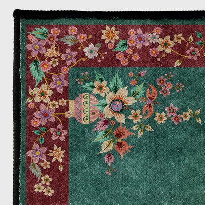 Tapis antidérapant, élégant, doux et lavable avec motif floral