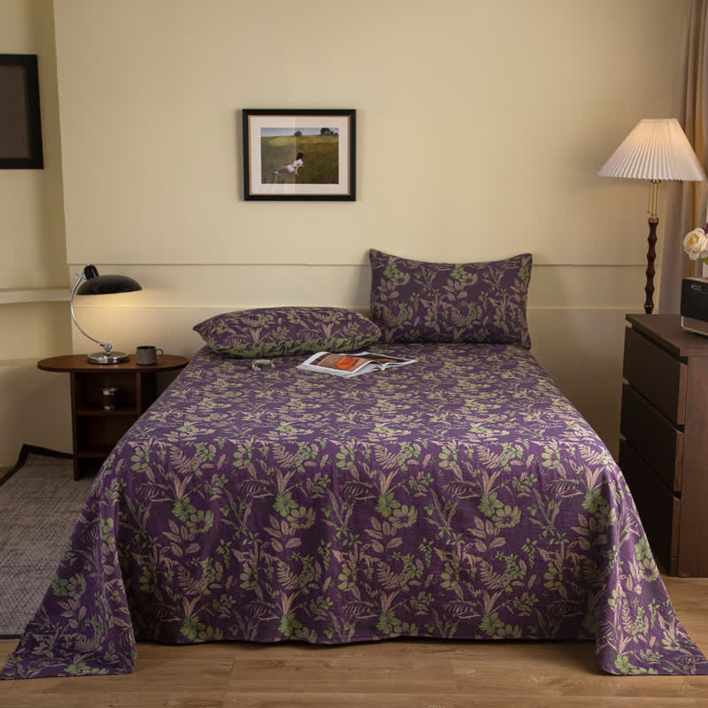 Couvre-lit double fil en coton style jacquard vintage avec fleurs et feuilles