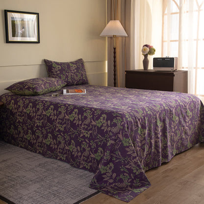 Couvre-lit double fil en coton style jacquard vintage avec fleurs et feuilles