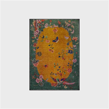 Tapis antidérapant et pliable avec motif de fleurs et d'oiseaux
