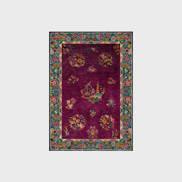 Tapis antidérapant d'intérieur/extérieur à motif floral rétro