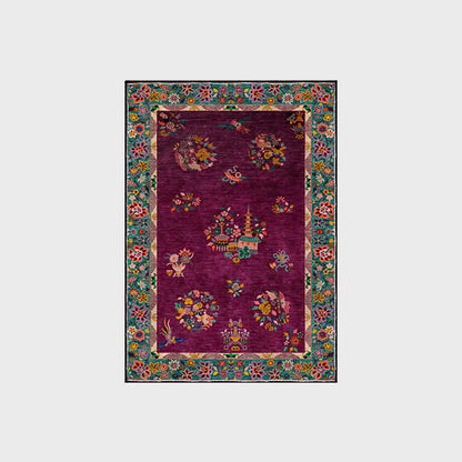 Tapis antidérapant d'intérieur/extérieur à motif floral rétro