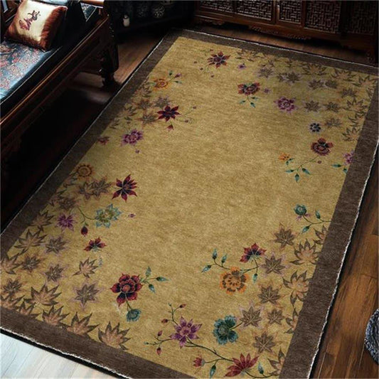 Tapis antidérapant d'intérieur et d'extérieur avec motif floral en feuille d'érable