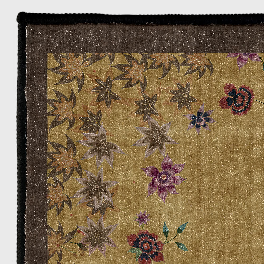 Tapis antidérapant d'intérieur et d'extérieur avec motif floral en feuille d'érable