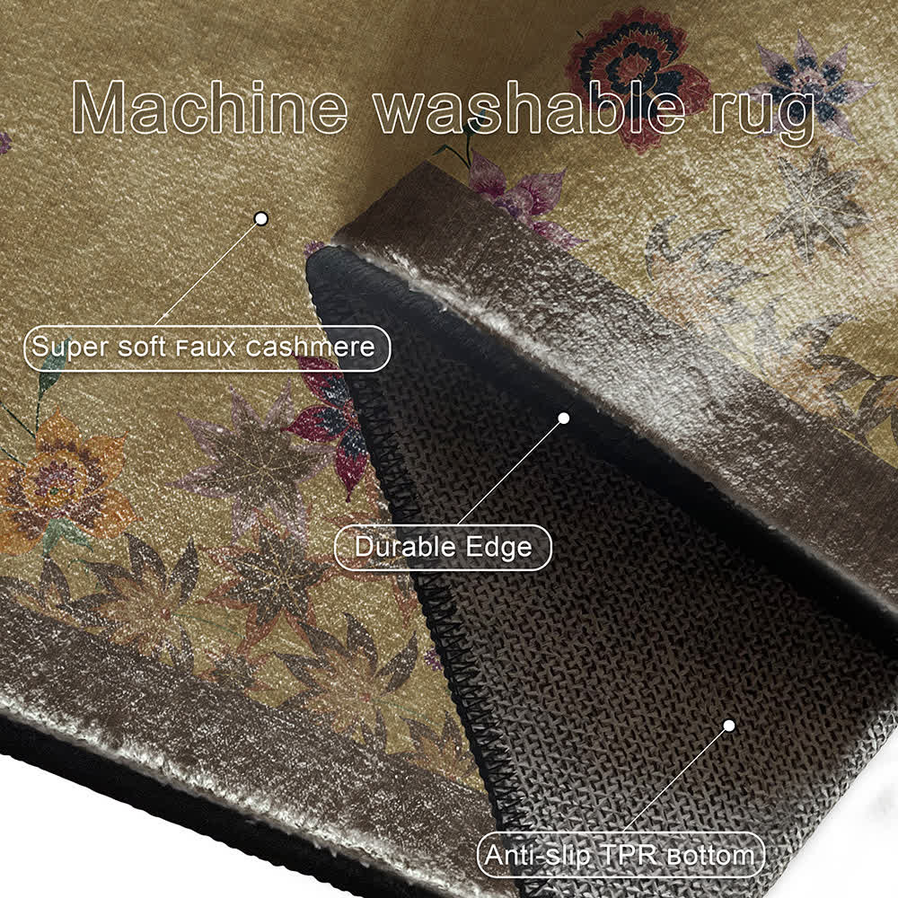 Tapis antidérapant d'intérieur et d'extérieur avec motif floral en feuille d'érable