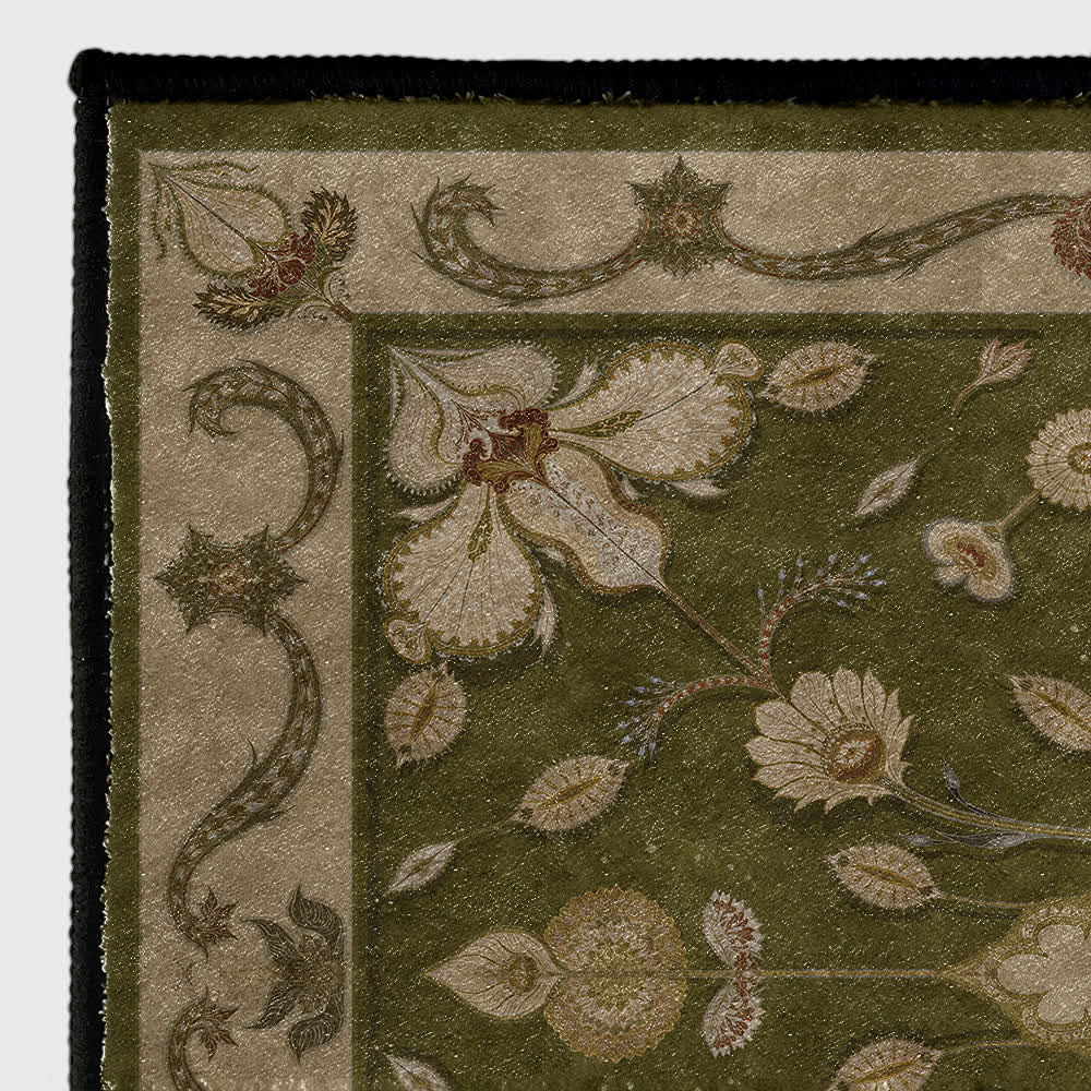 Tapis ethnique persan antidérapant à motifs floraux