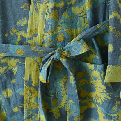 Peignoir pastoral double épaisseur en coton jacquard teint en fil
