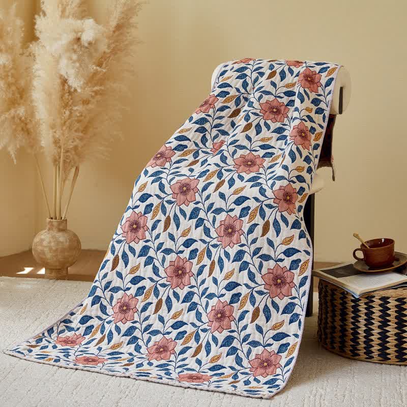 Serviette de bain absorbante en gaze de coton pur avec motif de feuille de fleur