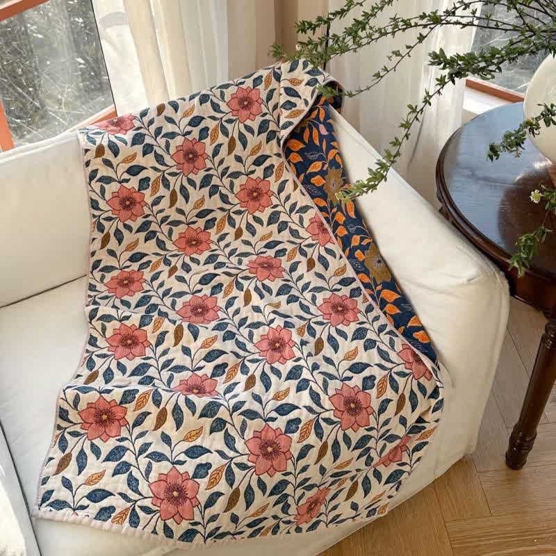 Serviette de bain absorbante en gaze de coton pur avec motif de feuille de fleur