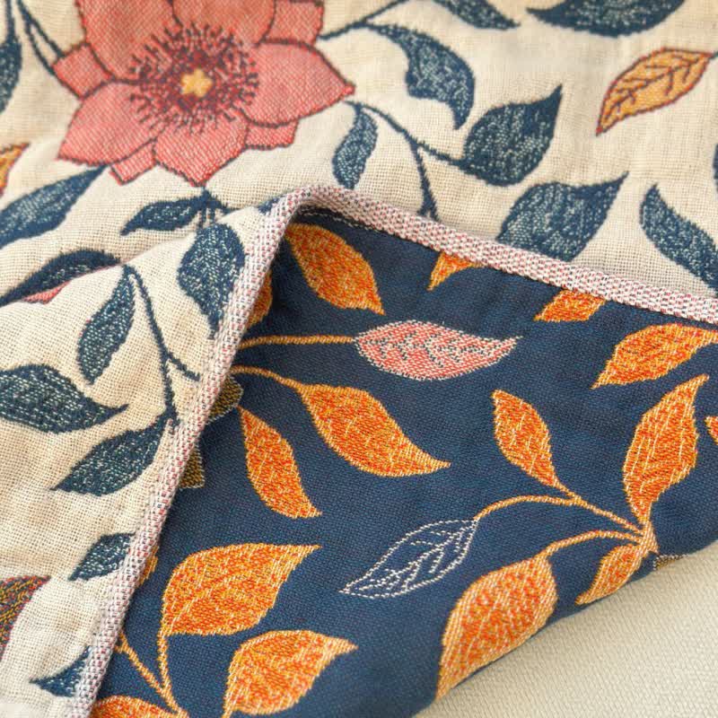 Serviette de bain absorbante en gaze de coton pur avec motif de feuille de fleur