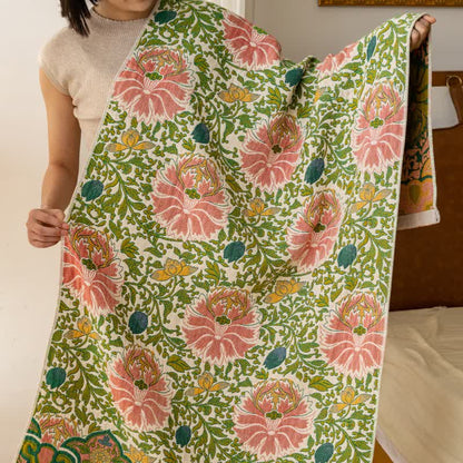 Serviette de bain absorbante en gaze de pur coton avec motif floral pastoral