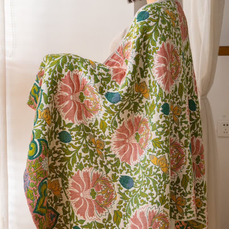 Serviette de bain absorbante en gaze de pur coton avec motif floral pastoral