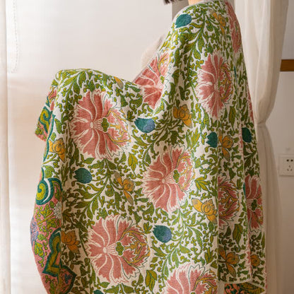 Serviette de bain absorbante en gaze de pur coton avec motif floral pastoral