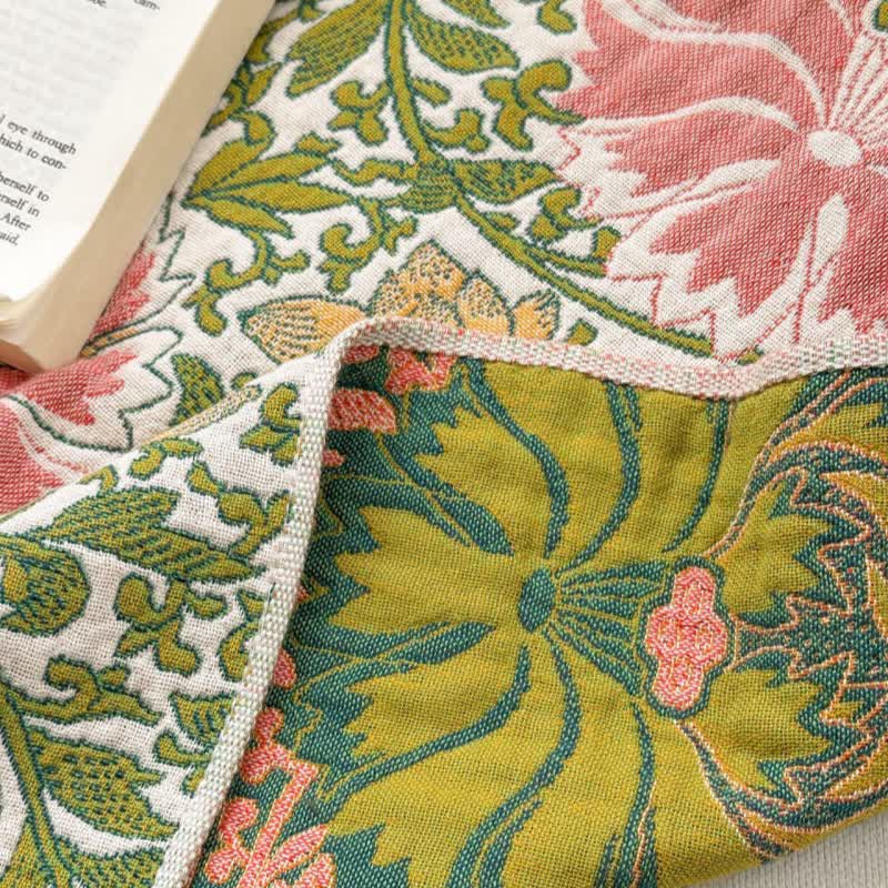 Serviette de bain absorbante en gaze de pur coton avec motif floral pastoral