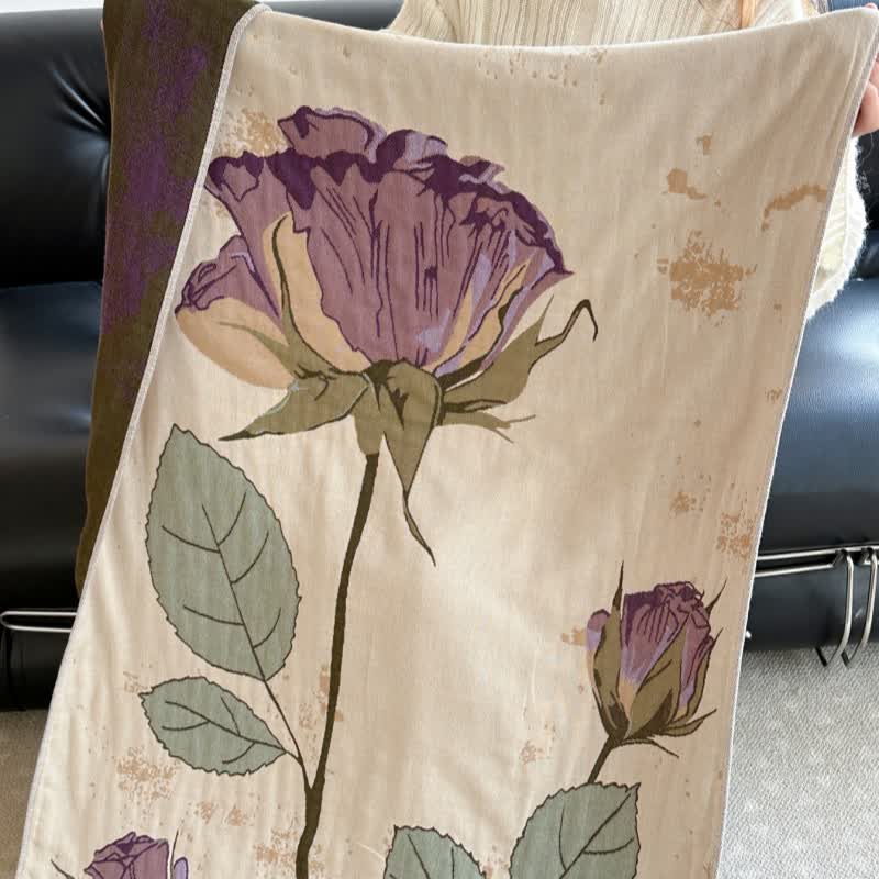 Serviette de bain en gaze de coton absorbante et à séchage rapide avec imprimé floral