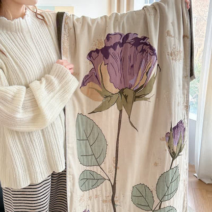 Serviette de bain en gaze de coton absorbante et à séchage rapide avec imprimé floral