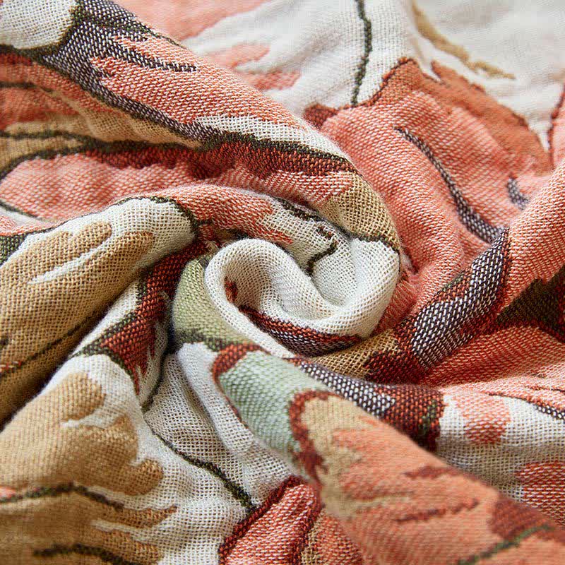 Serviette de bain absorbante en gaze de pur coton à motif floral