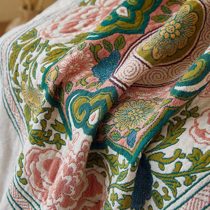 Serviette de bain élégante et absorbante en gaze de pur coton à motif floral
