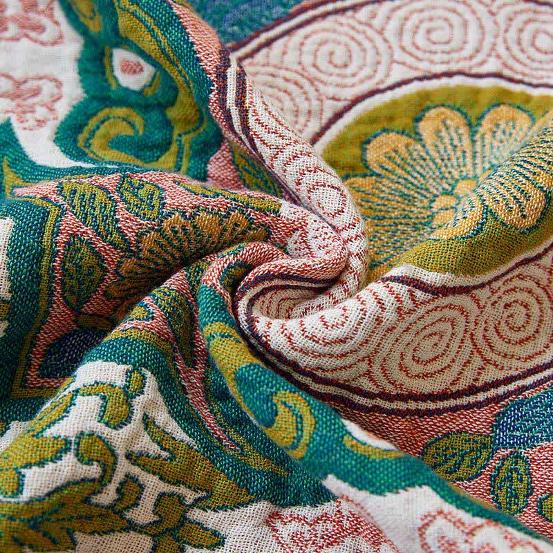 Serviette de bain élégante et absorbante en gaze de pur coton à motif floral