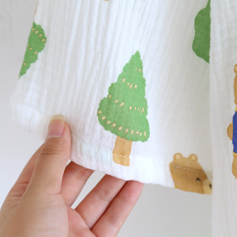 Ensemble pyjama en gaze de coton imprimé arbre et ours