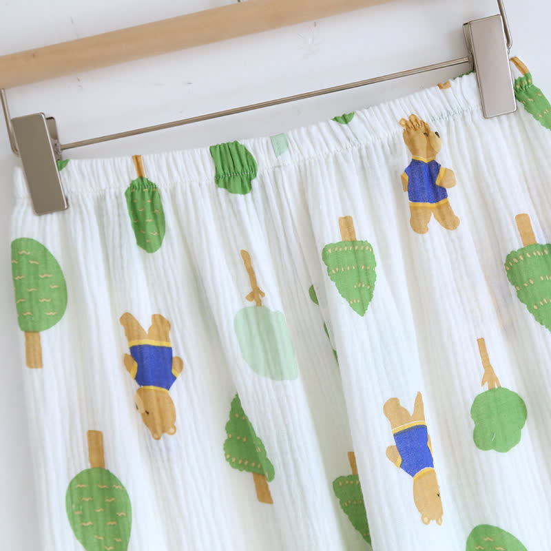 Ensemble pyjama en gaze de coton imprimé arbre et ours