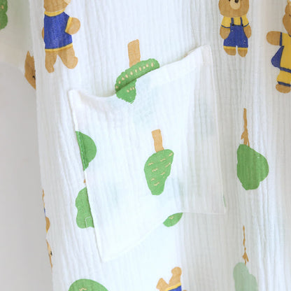 Ensemble pyjama en gaze de coton imprimé arbre et ours