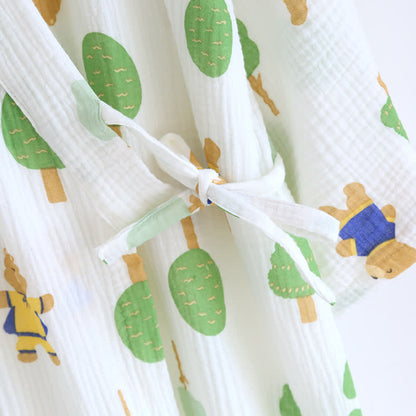 Ensemble pyjama en gaze de coton imprimé arbre et ours