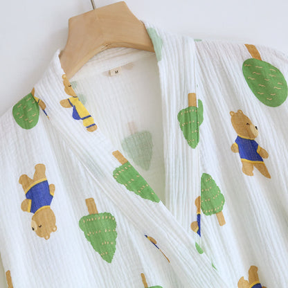 Ensemble pyjama en gaze de coton imprimé arbre et ours