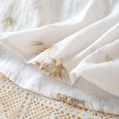 Ensemble de vêtements d'intérieur en gaze de coton avec imprimé bambou vintage et boutons en perles