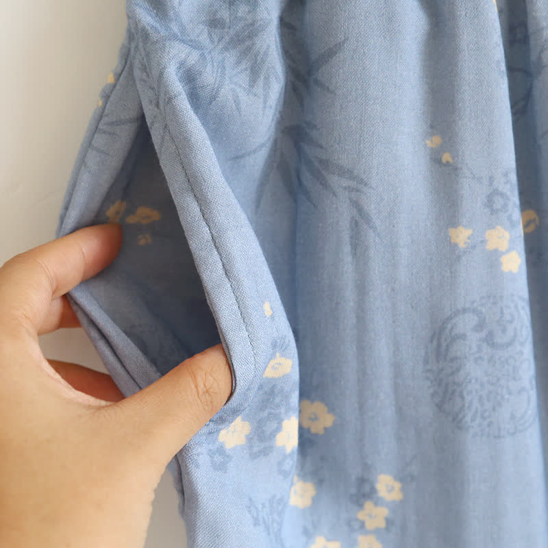 Ensemble pyjama élégant à manches courtes en fibre de bambou avec motif floral