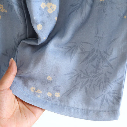 Ensemble pyjama élégant à manches courtes en fibre de bambou avec motif floral