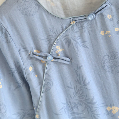 Ensemble pyjama élégant à manches courtes en fibre de bambou avec motif floral
