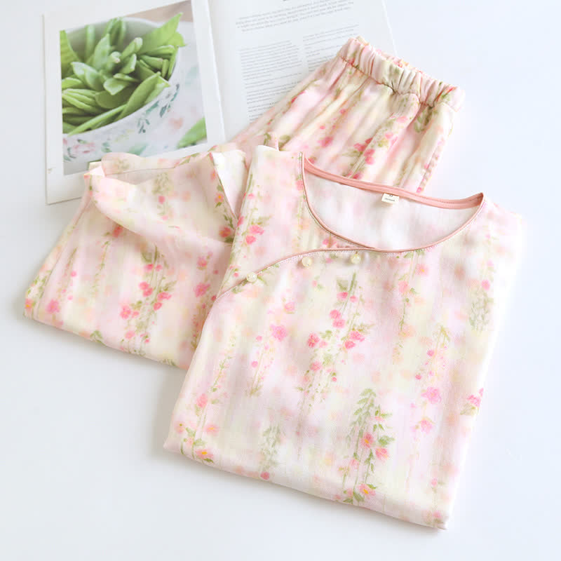 Rustic Rose – Ensemble pyjama à manches courtes en fibre de bambou