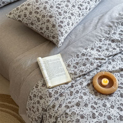 Couette d'été rustique en jacquard de coton teint en fil avec motif floral