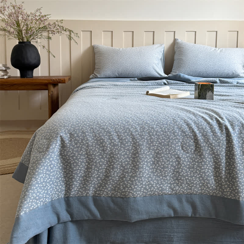 Couette d'été en coton jacquard teint en fil avec des fleurs pastorales