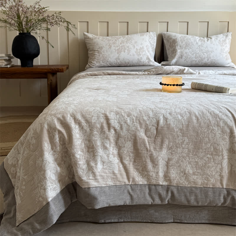 Élégante couverture d'été en coton végétal teint en fil de style jacquard