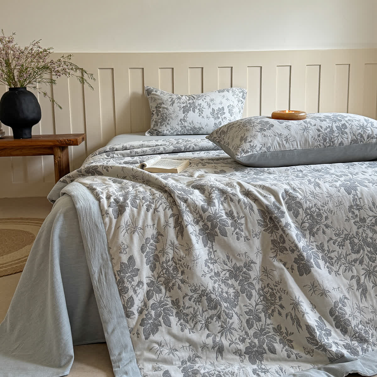 Élégante couverture d'été en coton végétal teint en fil de style jacquard