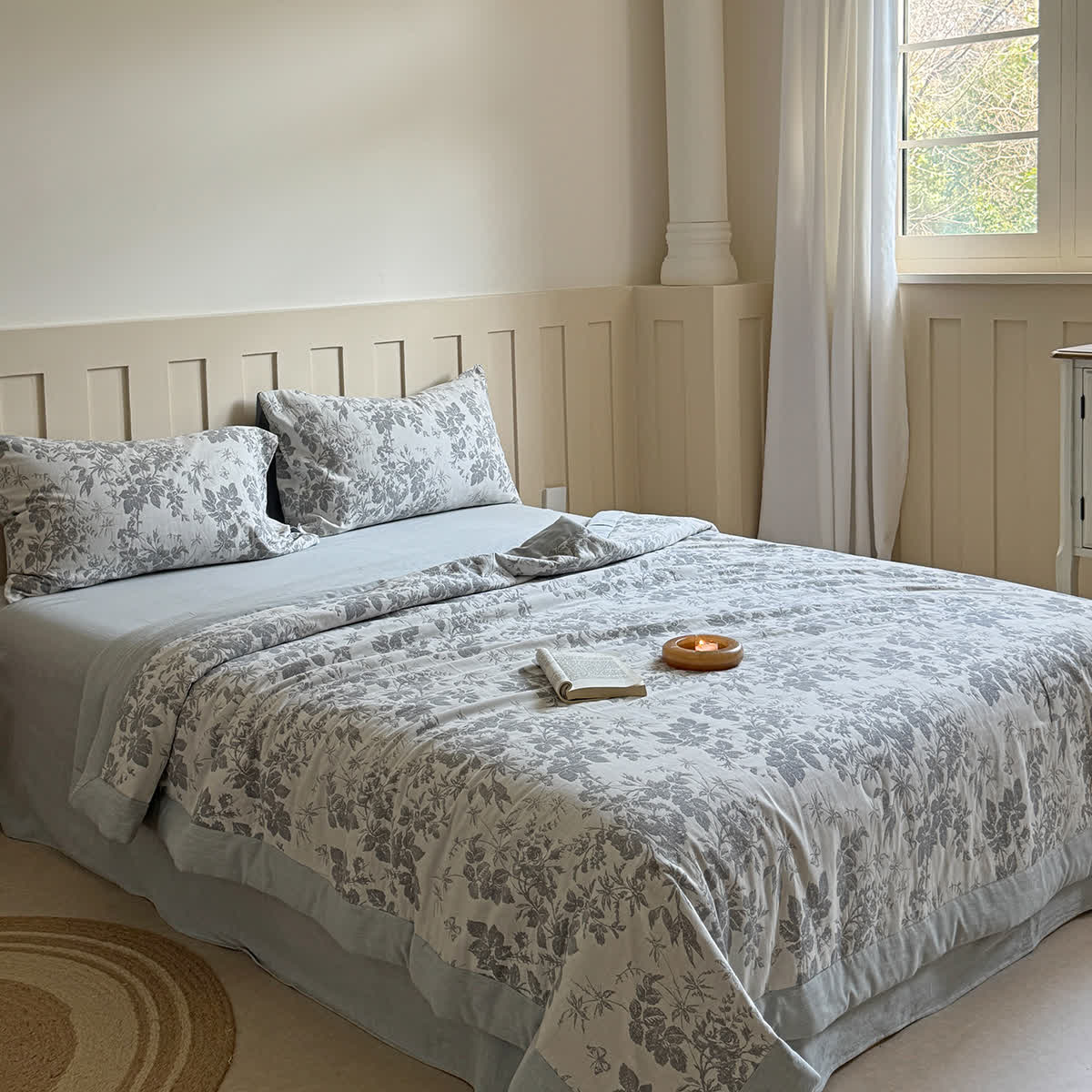 Élégante couverture d'été en coton végétal teint en fil de style jacquard