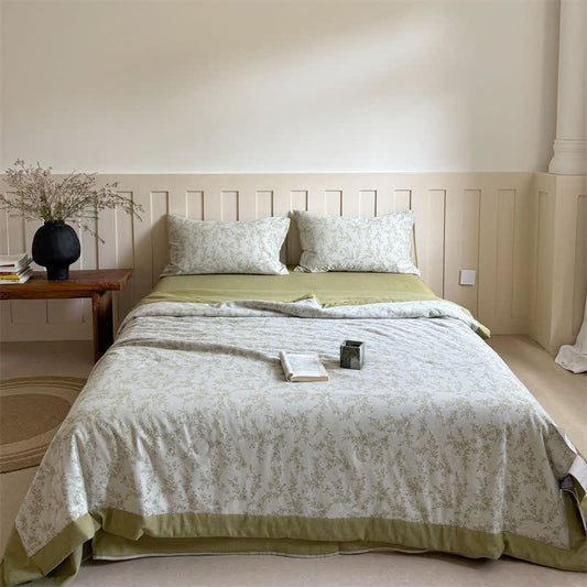 Couette d'été en coton jacquard teint en fil avec branches et feuilles