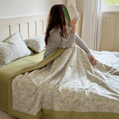 Couette d'été en coton jacquard teint en fil avec branches et feuilles