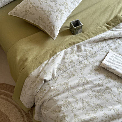 Couette d'été en coton jacquard teint en fil avec branches et feuilles