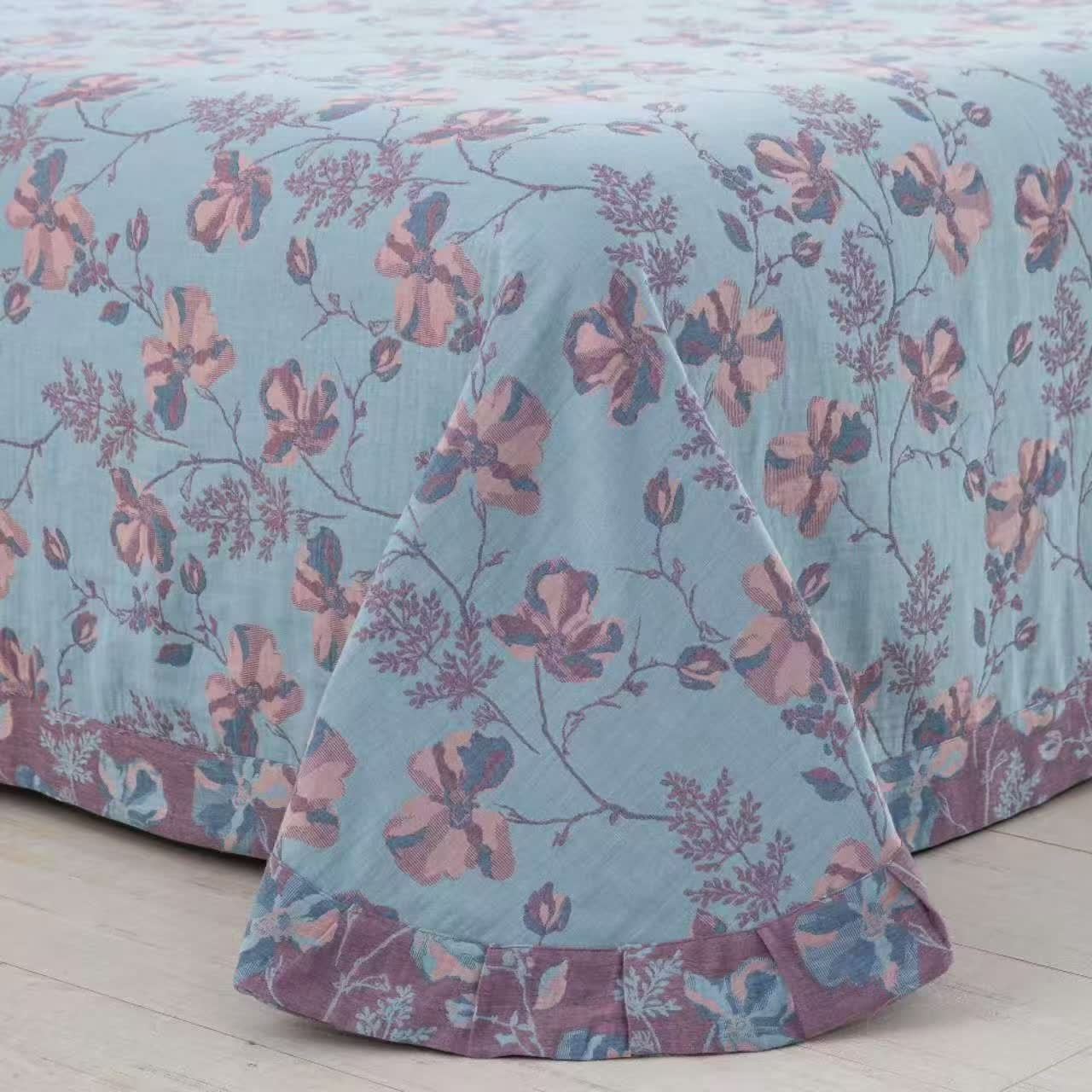 Parure de lit en gaze de coton à fleurs fleuries (4 pièces)